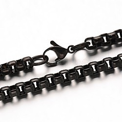 304 Stainless Steel Box Chain Necklaces, with Lobster Clasps, Gunmetal, 31.5 inch(80cm)(NJEW-L353-39)