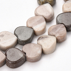 Natural Banded Jasper Beads Strands, Heart, 8x8x4mm, Hole: 1mm, about 56pcs/strand, 15.7 inch(G-Q468-69-8mm)