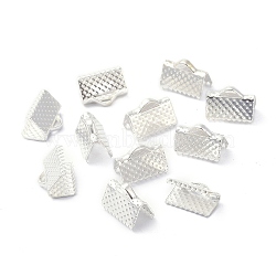 (Defective Closeout Sale), Iron Ribbon Crimp Ends, Silver, 8.5x10x6mm, Hole: 3x1mm, about 3170pcs/1000g(IFIN-XCP0001-04S)
