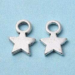 Tibetan Style Alloy Charms, Christmas Star, Cadmium Free & Lead Free, Antique Silver, 10x8x1mm, Hole: 2mm(TIBEP-A123046-AS-LF)
