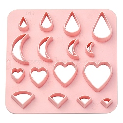 ABS Plastic Cookie Cutters, Teardrop/Moon/Heart/Fan, Pink, 100x100mm(BAKE-YW0001-014)