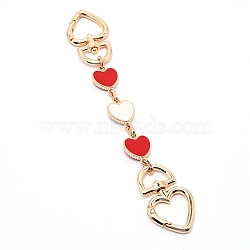 Light Gold Zinc Alloy Hanger Clasps, Heart, Red, 17cm, Heart Link: 2.2x1.65x0.3cm, Link: 0.95x0.7x0.2cm(FIND-WH0066-36B)