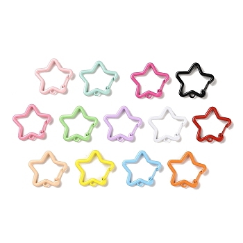 Spray Painted Alloy Key Snap Hook Clasps for Keychains, Star, Mixed Color, 28x30.5x3mm, Hole: 3mm