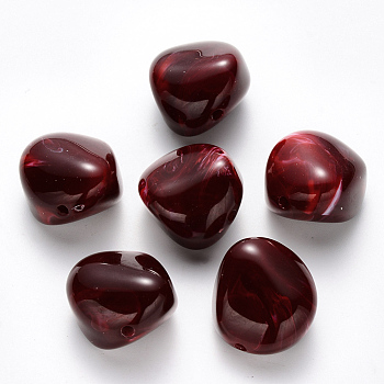 Imitation Gemstone Acrylic Beads, Nuggets, Red, 24x21.5x15mm, Hole: 2.2mm, about 97pcs/500g