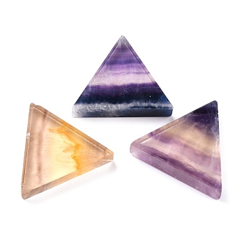 Natural Fluorite Beads, No Hole/Undrilled, for Wire Wrapped Pendant Making, Triangle, 24x27.5~28x6mm