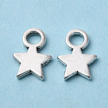 Tibetan Style Alloy Charms, Christmas Star, Cadmium Free & Lead Free, Antique Silver, 10x8x1mm, Hole: 2mm