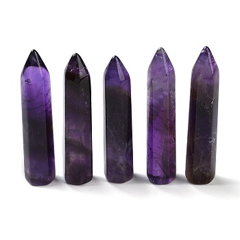 Point Tower Natural Amethyst Home Display Decoration, Healing Stone Wands, for Reiki Chakra Meditation Therapy Decos, Hexagonal Prisms, 51.5~52x11x11mm