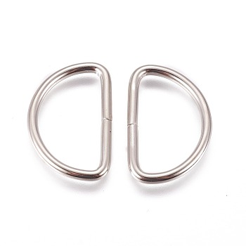 Iron D Rings, Buckle Clasps, For Webbing, Strapping Bags, Garment Accessories, Platinum, 21.5x31.5x3mm, Inner Diameter: 25x15mm