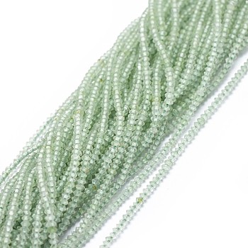 Natural Prehnite Beads Strands, Faceted, Rondelle, 1.5~1.8x1mm, Hole: 0.5mm, about 274pcs/strand, 15.3 inch(39cm)