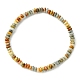 Natural Crazy Agate Flat Round Beaded Stretch Bracelets for Women(BJEW-JB09717-04)-1