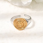 304 Stainless Steel Cuff Open Rings for Women, Spiral, Golden & Stainless Steel Color, 13mm, Inner Diameter: 18mm(SA-CBA7062-12GP)