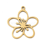 5Pcs 201 Stainless Steel Pendants, Laser Cut, Hollow Flower Charm, Golden, 18.5x17.5x1mm, Hole: 1.2mm(STAS-K299-03C-G)