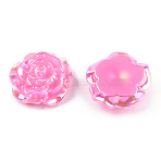 Opaque ABS Plastic Cabochons, AB Color Plated, Rose, Hot Pink, 24x23.5x9mm(KY-N021-02-A02)