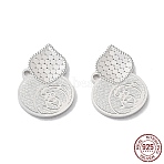 Rhodium Plated 925 Sterling Silver Pendants, Gourd with Polka Dot Charm, Textured, Real Platinum Plated, 17x12x1.2mm, Hole: 1.2mm(STER-C003-11P)