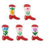 5Pcs Boot Baking Paint Glass Enamel  Beads, Mixed Shapes, Mixed Color, 23x16.5~17x7.5~8.5mm, Hole: 0.8~1.2mm(LAMP-TADJ0001-08)