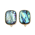 304 Stainless Steel Pave Natural Paua Shell Stud Earring Findings, Rectangle, Ion Plating(IP), Real 18K Gold Plated, 25x17mm, Hole: 2mm, Pin: 1mm(STAS-Z125-08G)