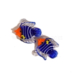 Handmade Lampwork Pendants, Fish, Royal Blue, 39x42mm(PW-WG2668A-04)