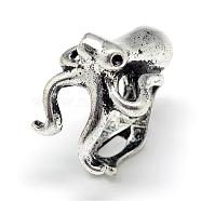 Adjustable Alloy Cuff Finger Rings, Octopus, Size 6, Antique Silver, 16mm(RJEW-S038-087)