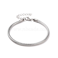 304 Stainless Steel Round Snake Chains Bracelet for Men Women, Stainless Steel Color, 3mm, 7-5/8 inch(19.3cm)(BJEW-P274-01B)