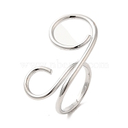 Brass Wire Open Cuff Rings, Double Rings, Platinum, US Size 7 1/4(17.5mm)(RJEW-P098-01P)