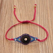 Miyuki Seed Braided Bead Bracelet, Evil Eye Protection Lucky Bracelet for Women, Purple, 11 inch(28cm)(BJEW-A121-37F)