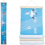 Ocean Theme Removable Height Chart for Kids, Wood & SGC Hanging Measuring Chart Rulers, Rectangle, Blue, 1540x199~213x0.3~11mm(AJEW-WH0165-69A)