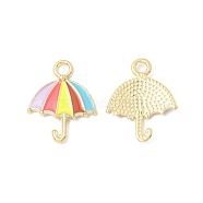 Alloy Enamel Pendants, Umbrella Charm, Golden, Colorful, 19.5x15x2mm, Hole: 2.2mm(ENAM-G212-13G-05)