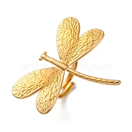 Ion Plating(IP) 304 Stainless Steel Dragonfly Open Cuff Rings, Statement Rings for Women, Golden, Dragonfly: 37x45mm, Inner Diameter: Adjustable(RJEW-M047-07G)