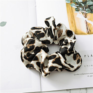 Leopard Print Pattern Cloth Elastic Hair Accessories, for Girls or Women, Scrunchie/Scrunchy Hair Ties, Floral White, 120mm(OHAR-PW0007-45B)
