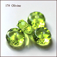 Imitation Austrian Crystal Beads, Grade AAA, Faceted, Flat Round, Yellow Green, 8x3.5mm, Hole: 0.9~1mm(SWAR-F078-4x8mm-17)
