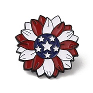 4th Of July Sunflower Enamel Pins, Independence Day Zinc Alloy Brooch, for Backpack Clothes, Flower, 30x30x1.3mm(JEWB-C027-03B-EB)