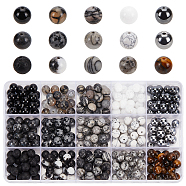 Elite 300Pcs 15 Styles Natural & Synthetic Mixed Gemstone Beads, Round, Mixed Dyed and Undyed, 8~8.5mm, Hole: 1mm, 20pcs/style(G-PH0002-34)
