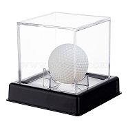 Square Transparent Acrylic Golf Ball Display Case, Dustproof Golf Ball Storage Holder with Base, Black, Finish Product: 10.6x10.6x9.8cm, about 2pc/set(AJEW-WH0323-05A)