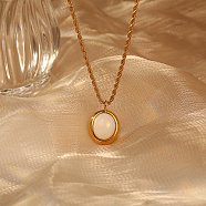 Stainless Steel Pendant Necklaces, Oval, Real 18K Gold Plated, No Size(OU5344)