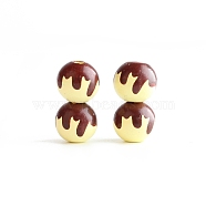 Printed Wood Beads, Round with Chocolate Pattern, Pale Goldenrod, 16mm(WOCR-PW0003-74B)