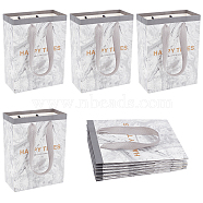 Nbeads 10Pcs Marble Pattern Paper Gift Bags, Portable Kraft Paper Tote Shopping Bag, with Polyester Handles, Marble Pattern, Rectangle with Word Happy Times, Light Grey, 32.5cm(ABAG-NB0001-48)
