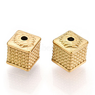 Ion Plating(IP) 304 Stainless Steel Beads, Cube, Golden, 9.5x7.5x7.5mm, Hole: 1.8mm(STAS-K285-32G)