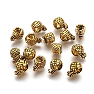 Tibetan Style European Beads, Large Hole Beads, Lead Free & Nickel Free & Cadmium Free, Pineapple, Antique Golden, 12x7x6mm, Hole: 5mm(MPDL-6527-AG-FF)