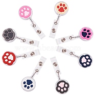 8Pcs 8 Colors PVC Paw Badge Reel, Retractable Badge Holder, with Iron Alligator Clip, Lightweight & Easy Retracting, Mixed Color, 118mm, 1pc/color(AJEW-SZ0001-56)