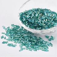 Glass Bugle Beads, Transparent Colours Rainbow, Light Sea Green, 5x2mm, Hole: 0.5mm, about 16000pcs/bag(SEED-E001-5mm-179)