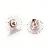 304 Stainless Steel Bullet Clutch Earring Backs, with Plastic Pads, Ear Nuts, Rose Gold, 12x12x6mm, Hole: 1mm, Fit For 0.6~0.8mm Pin(X-STAS-T004-10RG)