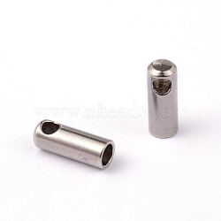 Tarnish Resistant 304 Stainless Steel Cord Ends, End Caps, Stainless Steel Color, 7x2.8mm, Hole: 1.2mm, Inner Diameter: 1.8mm(STAS-H311-1.8mm)