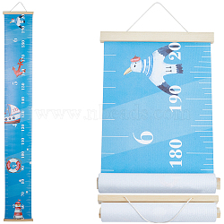 Ocean Theme Removable Height Chart for Kids, Wood & SGC Hanging Measuring Chart Rulers, Rectangle, Blue, 1540x199~213x0.3~11mm(AJEW-WH0165-69A)