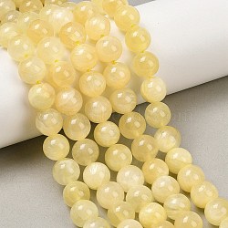 Natural Golden Silk Jade Beads Strands, Round, 6mm, about 63pcs/strand, 15.51''(39.4cm)(G-Z112-A01-6mm)