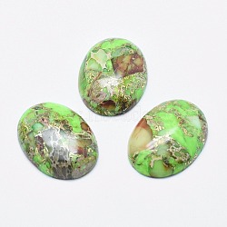 Regalite/Imperial Jasper/Sea Sediment Jasper Cabochons, with Gold Line, Impression Jasper, Flat Oval, 30x22x6mm(X-G-E464-42C)