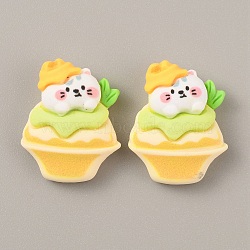 Opaque Resin Cabochons, Cat with Ice Cream, Gold, 26x21x9mm(RESI-CJC0019-26F)