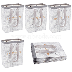 10Pcs Marble Pattern Paper Gift Bags, Portable Kraft Paper Tote Shopping Bag, with Polyester Handles, Marble Pattern, Rectangle with Word Happy Times, Light Grey, 32.5cm(ABAG-NB0001-48)
