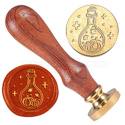 Brass Sealing Wax Stamp Head, with Wood Handle, for Envelopes Invitations, Gift Cards, Bottle, 83x22mm, Head: 7.5mm, Stamps: 25x14.5mm(AJEW-WH0208-896)