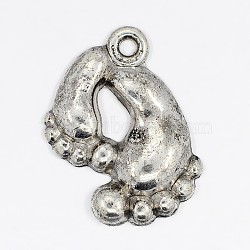 Tibetan Style Alloy Pendant, Cadmium Free & Lead Free, Foot, Antique Silver Color, about 20mm long, 17mm wide, 3mm thick, hole: 1.5mm(X-LF10163Y)