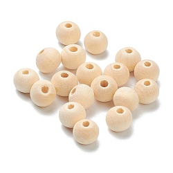 Natural Unfinished Wood Beads, Round Wooden Loose Beads, Wheat, 8x7mm, Hole: 2.5mm(WOOD-XCP0001-19B)